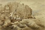 Wreck of the American Brig "Créole" (a slaver) during the great Storm at Madeira in 1842